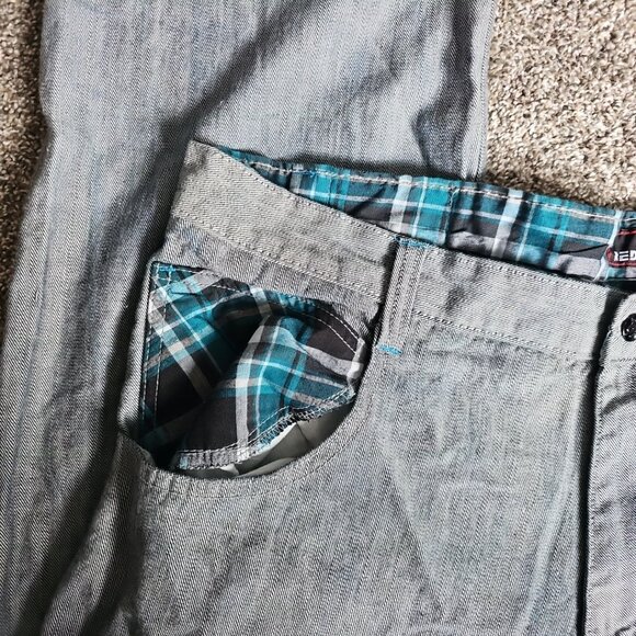 Red Ape Denim Size 44x34 Gray and Blue Plaid Y2K Style Causal Hip-Hop Jeans - Picture 8 of 12